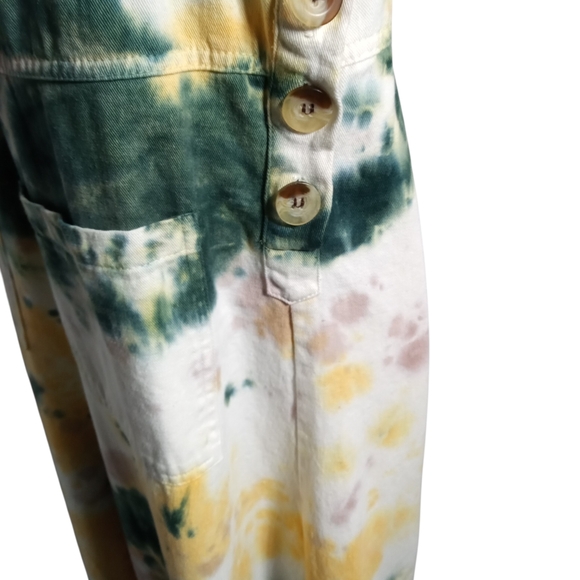Earthbound Tie Dye Wide Leg Jumpsuit Boho Overall Festival 100% Cotton Sz Small - Picture 6 of 10